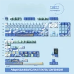 Premium Tranquil Lakes & Mountains PBT keycaps set, showcasing serene Chinese landscape art with majestic mountains and tranquil lakes.