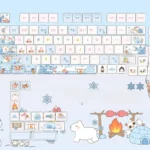 Playful Crayon Shin-chan: Hello Ignores MOA Keycap Set, featuring charming cartoon designs and a unique MOA profile, displayed from multiple perspective view.