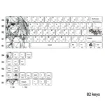 Close-up of the Shirley Keycap Set, showcasing the whimsical translucent pbt + pc and elegant side-printed legends from a unique angle.