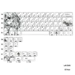 Close-up of the whimsical Shirley Keycap Set, showcasing the premium translucent pbt + pc and elegant side-printed legends from multiple angles.