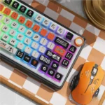 Starting Line PBT Keycap Set displayed from various angles, highlighting its unique four-sided side-lit design and the modern, vibrant, dynamic radiant.