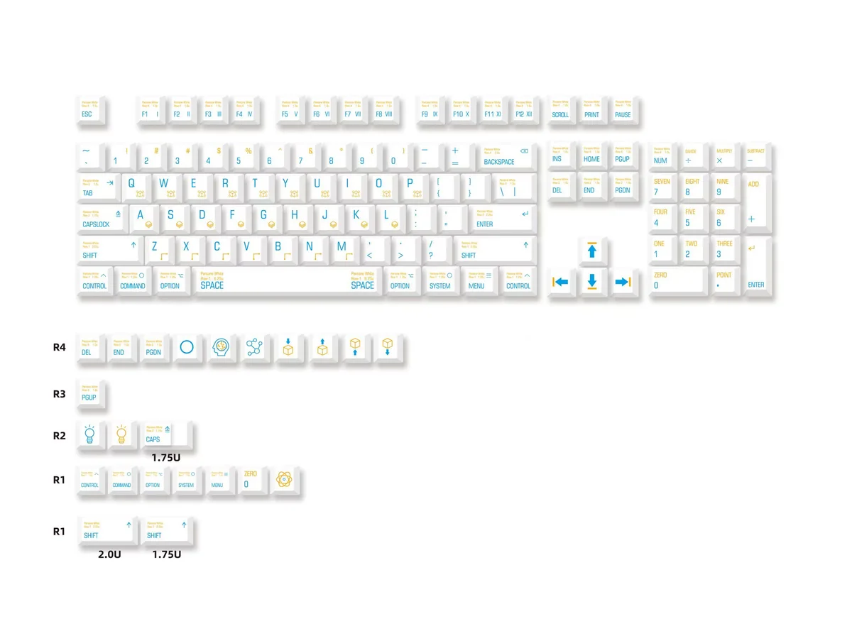 Premium Dynamic Storm PBT Keycaps Set, normal edition, showcasing the intricate elemental storm design with contrasting tones, crisp dye-sub legends.