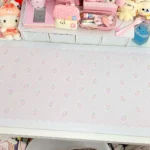 Explore different angles of the charming Strawberry Desk Mat, highlighting its vibrant sweet motif and dual material options for a playful design.