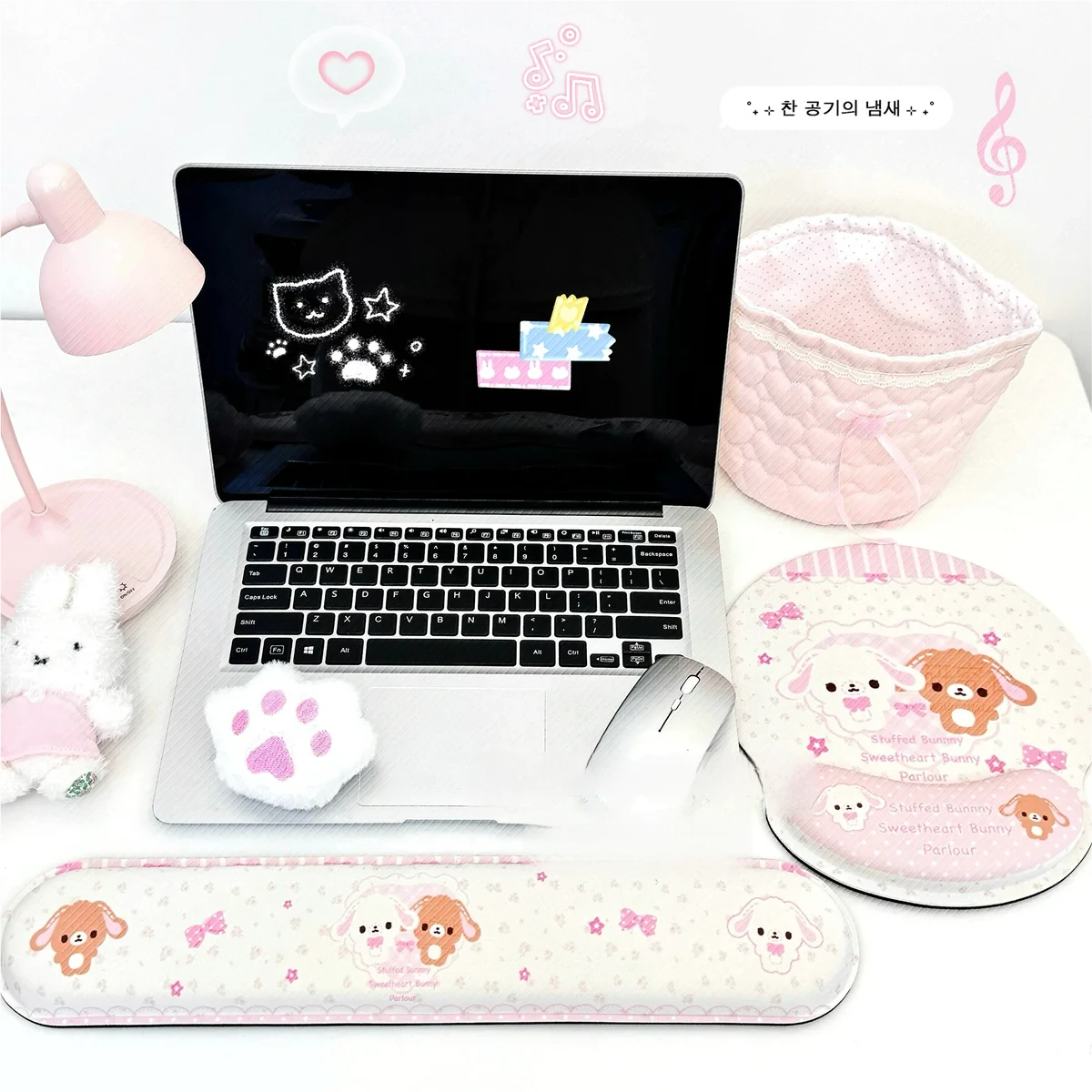 Sugarbunnies: Shirousa Kurousa Wrist Pad & Wrist Rest featuring pastel rabbits and sweet treats for delightful wrist support.