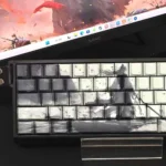 Mythical Sword Immortal PBT Dye-Sub Keycaps Set, showcasing Wuxia fantasy sword & cloud motifs from various angles, capturing the artistic Chinese aesthetic.