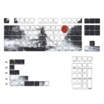 Mythical Sword Immortal PBT Dye-Sub Keycaps Set, side-engraved, showcasing ethereal Wuxia fantasy art with delicate sword and cloud motifs.