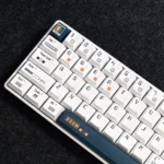 Premium Time Machine PBT Dye-Sub keycaps set displayed from various angles, emphasizing their artistic retrofuturistic inspired design.