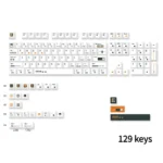 Detailed views of Time Machine PBT Dye-Sub keycaps set, showcasing their retrofuturistic, inspired design and crisp legends. A premium vintage design.