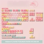 158-key Tulip Bear PBT Dye-Sub Keycaps Set, with charming bears and delicate tulips in soft pastel colors for a playful, artistic keyboard.
