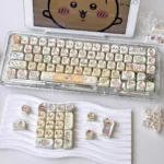Vibrant gallery of Chiikawa: Usagi Series Keycap Set, showcasing iconic translucent designs from various angles, perfect for dynamic keyboard backlght.
