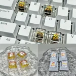 Sleek, transparent white Valorant Chamber ability keycaps, showcasing tactical elegance for a premium gaming setup.