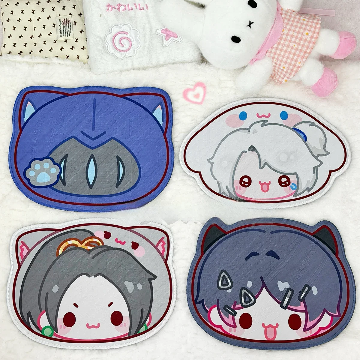 Close-up of a playful Valorant agent Mouse Pad from various angles, highlighting its vibrant, stylized design as a collectible desk art piece.