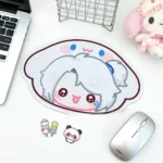 Playful Valorant Jett Mouse Pad from a unique angle, showcasing its vibrant, stylized design as a collectible piece of desk art.