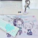 Vibrant Valorant Jett & Sage gaming performance mouse pad showcasing dynamic character art from a close-up angle, highlighting its smooth surface.