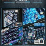 Vigilance Command PBT & PC transparent keycaps set. Features premium dye-sub legends, glowing PC transparency, futuristic command look.