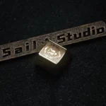 Close-up of a premium metal World of Warcraft Horde faction keycap, meticulously crafted with an iconic symbol and a striking metallic finish.