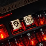 Premium Metal World of Warcraft Faction Keycap, showcasing a meticulously crafted iconic Horde symbol with a striking metallic finish.