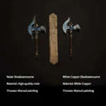 Premium WoW Shadowmourne keycap, intricately detailed as an iconic World of Warcraft legendary weapon replica, showcased from a dramatic angle.