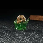 Iconic WoW Gul'dan Skull Artisan Keycap showcasing intricate hand-painted resin and glowing dark fantasy details from multiple angles.