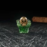 Iconic WoW Gul'dan skull artisan keycap from a new angle, revealing intricate hand-painted dark fantasy details and glowing resin, a premium Warcraft-inspired.