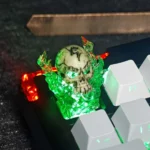 Iconic WoW Gul'dan Skull Artisan Keycap showcasing intricate hand-painted resin, glowing dark fantasy elements, and legendary Warcraft artifact quality.