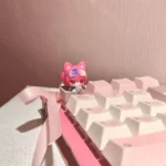 Handcrafted Zoya Pomchenkova Cat Artisan Keycap, viewed from a unique angle, showcasing its stylized feline design, gaming lore, and mystical charm.