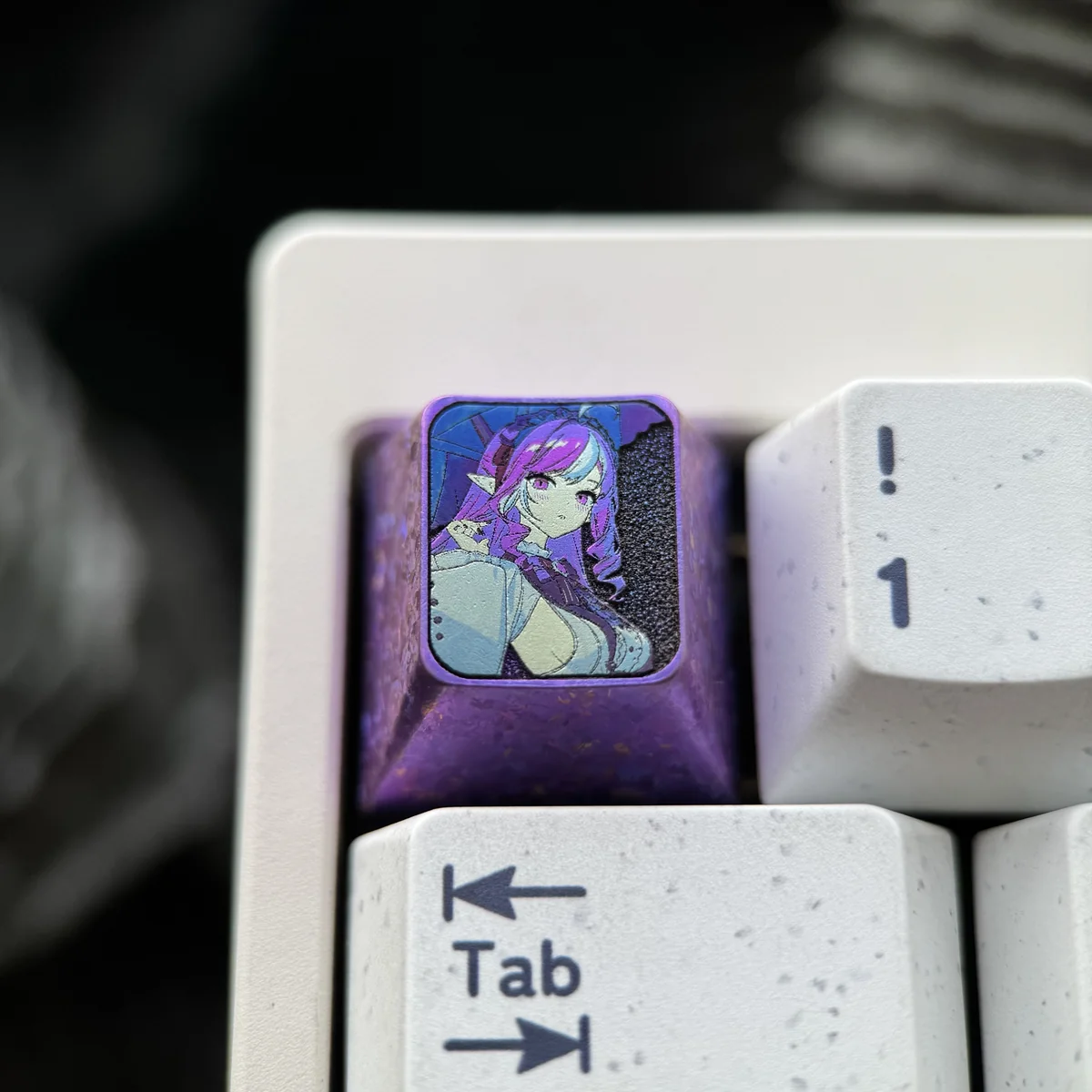 Zenless Zone Zero Keycap featuring Vivian Banshee, crafted from premium titanium with intricate sci-fi detailing and a sleek metallic finish.