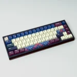 Artistic Americano Retro PBT Keycaps set, highlighting durable PBT material and ergonomic profile. Captures a warm, vintage coffee shop aesthetic.