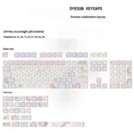 A close-up view of the adorable Cute Angel Bear PBT MOA keycaps set, showcasing the soft pink hues and charming angel bear design from a delightful angle.