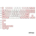 Apricot Cherry Keycap Set with unique side-engraved legends. Crafted from premium PBT, offering a soft backlit glow and artistic appeal.