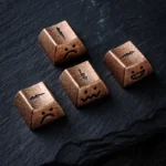 Handcrafted luminous lightning keycap in translucent patinated copper, an artisan piece with an aged, industrial-artisan aesthetic.