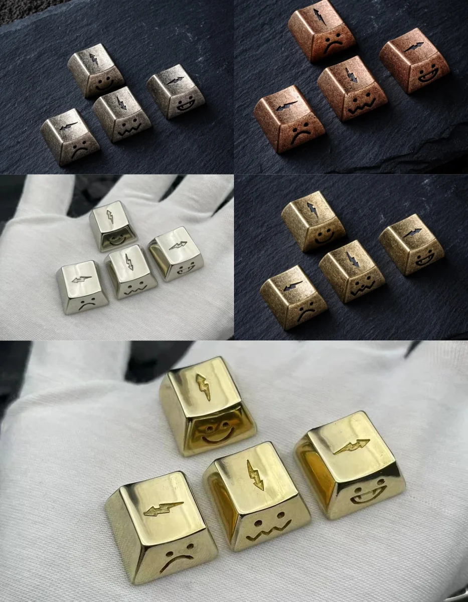 Close-up of Handcrafted Luminous Lightning Keycaps, featuring a striking industrial lightning design, raw texture, and captivating glow.