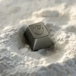 A serene, handcrafted aluminum sleeping cat artisan ESC keycap, meticulously detailed and whimsically designed for mechanical keyboards.