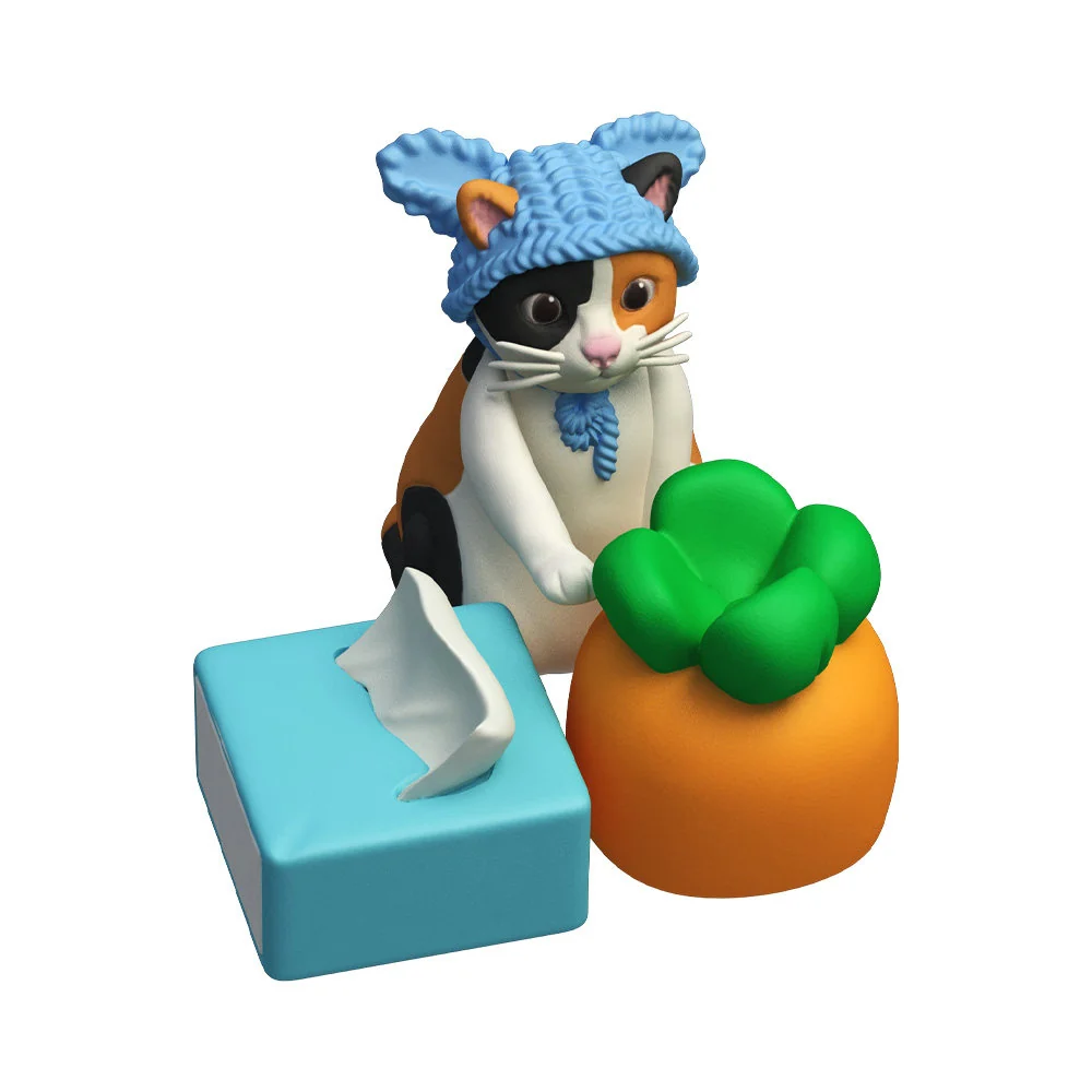 Playful Whimsical Carrot Tissue Cat artisan keycap shown from different perspectives, emphasizing its unique handcrafted details and whimsical design.