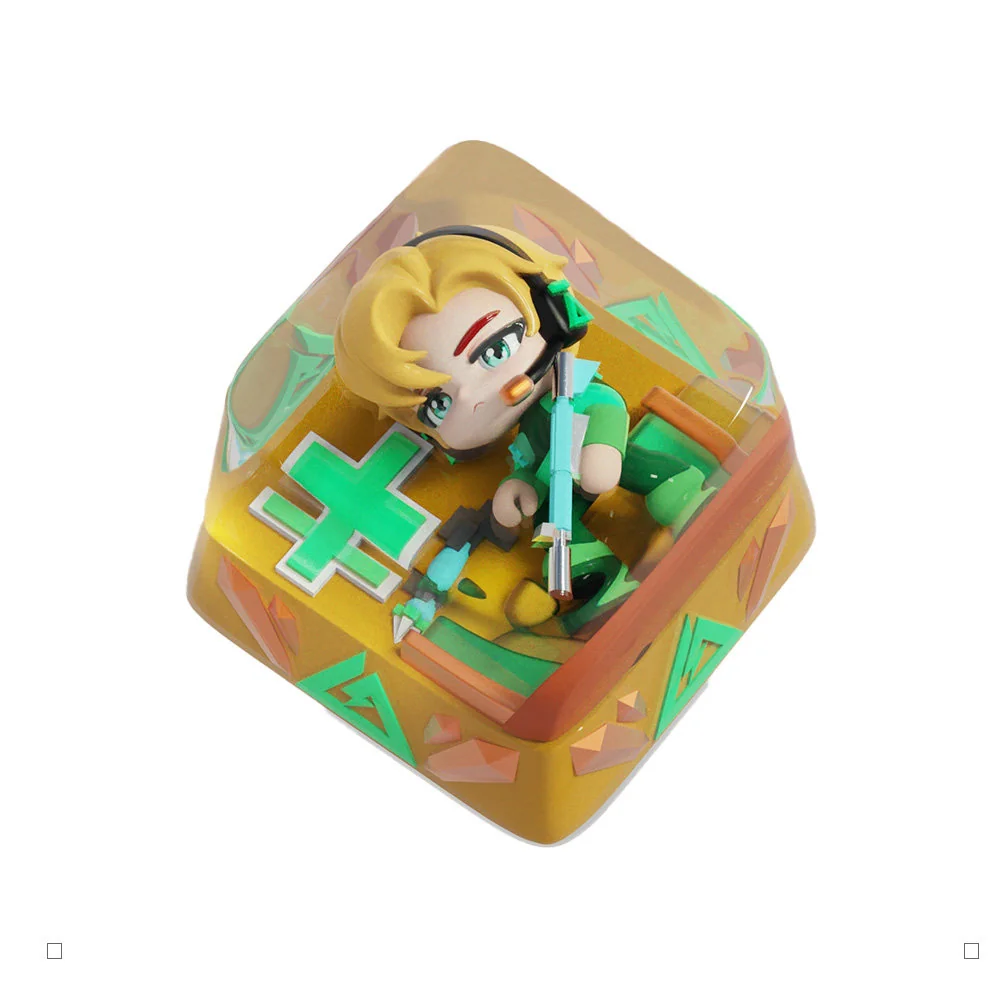 Detailed view of the handcrafted resin Tactical Stinger Artisan Keycap, showcasing its intricate tactical bee design and rugged texture.