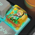 Detailed shot of the handcrafted resin Tactical Stinger Artisan Keycap, showcasing its intricate tactical bee design and artistic craftsmanship.