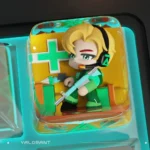 Handcrafted Tactical Stinger Artisan Keycap. Detailed resin ESC key, showcasing its unique, rugged bee design and intricate artistry. A true collection setup.