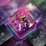 Handcrafted Toxik Midnight Delta Force artisan resin keycap, multi-angle. Displays dark biohazard, mystical curse, and artistic mystique.