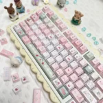 Full set of Whimsical Picnic Bear PBT Dye-Sub keycaps set, showcasing adorable bears, picnic baskets, and nature details in crisp, pastel hues.