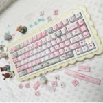Whimsical Picnic Bear PBT Dye-Sub Cute Bear Keycaps Set. Adorable bears in a charming picnic with pastel hues. Durable PBT for crisp details.
