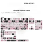 Multiple angles of the exquisite sleek black cat artisan PBT keycap set, revealing its artistic detail and elegant silhouette, perfect for unique keyboard.