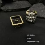 Detailed view of the hand-cast pure copper Black Myth Wukong artisan keycap, showcasing its intricate mythical hero design and gleaming metallic finish.