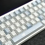 Blue Melody Cherry Keycap Set for custom keyboards, revealing their harmonious color, crisp front-printed legends, and premium minimalist design
