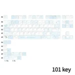 Blue Melody Cherry Keycap Set in Cherry profile, featuring harmonious hues for custom 75-87 layout mechanical keyboards, enhancing any minimalist setup.