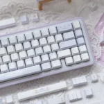 Bluesy Flower Keycaps PBT set gallery. Exquisite 'Flower Wall' artistic design, serene blue and white floral patterns from multiple angles.