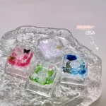 Nature's Bloom Butterfly Transparent Keycaps, artfully displayed from various angles, revealing vibrant, delicate nature-inspired design.