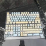 Detailed view of Charming C Fox PBT Dye-Sub Keycaps Set, highlighting vibrant, artistic C Fox character art. Playful, anime-inspired designs, durable PBT material.