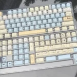 Charming C Fox PBT Dye-Sub Keycaps Set: vibrant, anime-inspired character art shown from various angles. Experience durable PBT with rich, lasting dying setup.