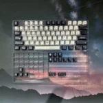 Close-up of a retro Cgame 1989 keycap set, showcasing the durable PBT texture and crisp, fade-proof dye-sub legends in a classic color palette.