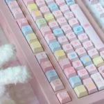 Complete Cardcaptor Sakura PBT keycap set, showcasing vibrant anime characters and magical symbols from multiple artistic angles.